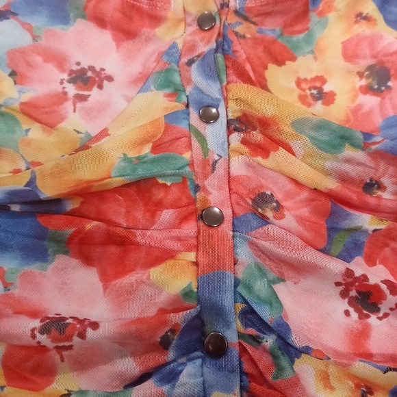 Current mood floral ruched button down mini dress size XXL - Picture 5 of 10